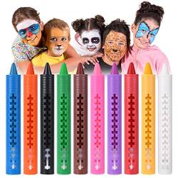 AOMIG Schminkstifte Kit, 10 Farben Waschbar Kinderschminke Gesichtsfarben Set, Sicher und Ungiftig Körperfarben, Face Paint Bodypaint Schminkset für Halloween Make-up Geburtstag Karneval von Aomig