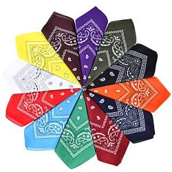 Aomig Bandana Damen Herren,12 Stück Nickitücher Kopftuch Halstuch Männer, Unisex Tuch Bindetuch, Headwear Haar Schal Paisley Muster(55 x 55 cm) von Aomig