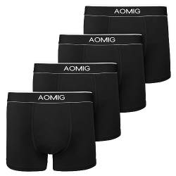 Aomig Boxershorts Herren, 4er Pack Schwarz Männer Unterwäsche Boxer Baumwolle，Male Boxershorts Hipster, Unterhosen Männer Atmungsaktive, Weiche Boxershorts(Gr. M) von Aomig