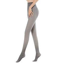 Aomig Thermo Strumpfhose Damen, Gefälschte Durchscheinend Strumpfhosen für Damen, High Waist Wärme Fleece Strumpfhosen Damen, Beine Abnehmen Schlanke Thermostrumpfhose (Grau（90g für 10~25℃）) von Aomig