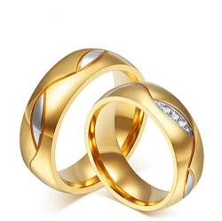 Aooaz Schmuck Damen Ring Hochzeit Ringe Runde Form Blatt Breite 6mm Edelstahl Ehering Gold Verlobungsringe für Damen Größe 54(17.2) von Aooaz