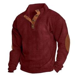 Aoouekul Cord Pullover Herren Winterpullover Warm Men's Sweatshirt Ohne Kapuze Männer Sweater Winter Arbeitspullover (DE/NL/SE/PL, Alphanumerisch, 5XL, Regular, Regular, Rot) von Aoouekul