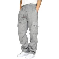 Aoouekul Herren Sporthose Fleece Jogger Jogginghose Sweatpants Trainingshose Elastische Elastische Freizeithose Hose mit Seitentaschen (Grau,XXL) von Aoouekul