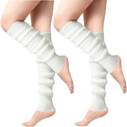 Aoouekul Stulpen Damen Wolle 2 Paar Leg Warmers Women Beinstulpen Legwarmers Beinlinge Beinwärmer für Damen Wadenwärmer (Weiß) von Aoouekul