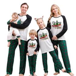 Aoouekul Weihnachtspyjama Familie Set Weihnachts Pyjama Damen Herren Kinder Baby Pet Christmas Schlafanzug Weihnachtsschlafanzug Couple (Weihnachten-2, 6-7Y, Children) von Aoouekul