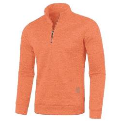 Half Zip Pullover Herren Ohne Kapuze Männer für Solid Arbeitspullover Oversize Winter Sport Arbeitspullover Sweater Men (DE/NL/SE/PL, Alphanumerisch, 3XL, Regular, Regular, Orange Farbe) von Aoouekul