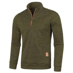 Half Zip Pullover Herren Ohne Kapuze Männer für Solid Arbeitspullover Oversize Winter Sport Arbeitspullover Sweater Men (DE/NL/SE/PL, Alphanumerisch, M, Regular, Regular, Armeegrün) von Aoouekul