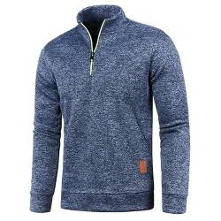 Half Zip Pullover Herren Ohne Kapuze Männer für Solid Arbeitspullover Oversize Winter Sport Arbeitspullover Sweater Men (DE/NL/SE/PL, Alphanumerisch, S, Regular, Regular, Navy blau) von Aoouekul