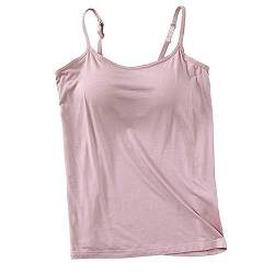 Aosbset Damen Weste Tanktop mit integriertem BH Ärmellos Slim Top Verstellbare Spaghettiträger Gepolstertes Top Bequeme Yoga Tanks Tops von Aosbset