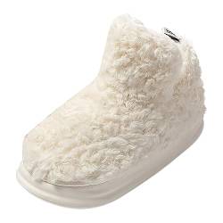 Aoseiens Slipper Damen High Top Baumwollschuhe Outdoor Indoor Dicke Sohle Warme Baumwollschuhe Damen Herren Weicher Plüsch Hausschuhe (White 42) von Aoseiens