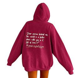 Dear Person Behind Me Hoodie Damen You Are Enough Pullover Sweatshirt Sweatjacke mit Kapuze Loker Herbst Winter Casual Oberteile Tops Teenager Mädchen Kawaii Oversize Langarmshirt von Aoseiens