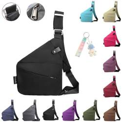 Wander Plus Anti-Diebstahl-Tasche, Wander Plus Anti-Diebstahl-Reisetasche, Anti-Diebstahl, Crossbody-Tasche für Damen und Herren, Sling Crossbody Taschen, trendige Reise, Schwarz , Left Shoulder von Aosrioylt