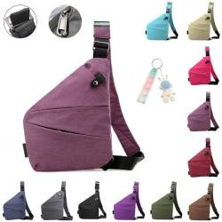 Wander Plus Anti-Diebstahl-Tasche, Wander Plus Anti-Diebstahl-Reisetasche, Anti-Diebstahl, Crossbody-Tasche für Damen und Herren, Sling Crossbody Taschen, trendige Reise, violett, Left Shoulder von Aosrioylt