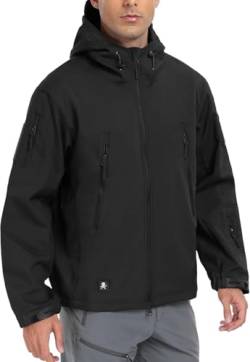 Herren Softshell-Jacken, Militärisch, Taktisch, Wasserdicht, für Camping, Jagd, Angeln, Outdoor, Kapuzenjacke Schwarz L von Aosyax