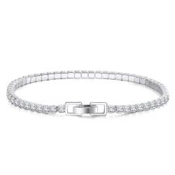 Aotiwe Armbänder Damen Vintage, Armbänder Damen Urlaub Tenniskette Armbänder Damen Silber mit Weiß Quadratschliff Zirkonia 925 Silber 2.5mm 18cm von Aotiwe