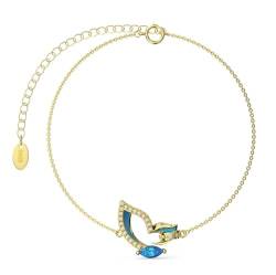 Aotiwe Armbänder Gold Set, Armreif Vintage Schmetterling Armband Frau mit Blau Marquiseschliff Zirkonia 925 Silber 16.5+5cm von Aotiwe