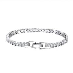 Aotiwe Armband Frauen, Armreif Vintage Tenniskette Süße Armbänder Silber mit Weiß Rundschliff Zirkonia 925 Silber 20cm von Aotiwe