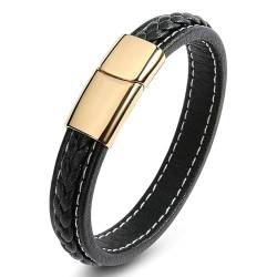 Aotiwe Armband Herren Leder Einfach, Armband Schwarz Geometrisches Muster Herrenarmbänder 20cm von Aotiwe
