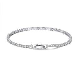 Aotiwe Armkette Damen Klein, Süße Armbänder Tenniskette Armbänder Damen Vintage Silber mit Weiß Rundschliff Zirkonia 925 Silber 19cm von Aotiwe