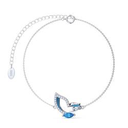 Aotiwe Armreif Silber Set, Damen Armband Schmetterling Armband mit Blau Marquiseschliff Zirkonia 925 Silber 16.5+5cm von Aotiwe