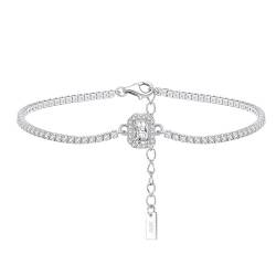 Aotiwe Armreif Silber Vintage, Armreif 925 Silber Tenniskette Freundschaft Armband mit Weiß Rundschliff Zirkonia von Aotiwe