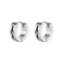 Aotiwe Böhmische Ohrringe, Silver Hoop Earrings Runde Form mit Zirkonia Silber Edelstahl Geschenk Beste Freundin von Aotiwe