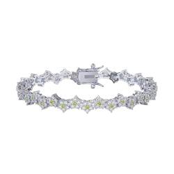 Aotiwe Bracelet Silver, Frauen Armband Blume Armband Frau mit Weiß Oliv Rundschliff Zirkonia 925 Silber 19cm von Aotiwe