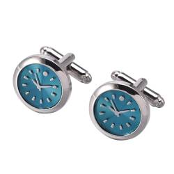 Aotiwe Cufflinks, Manschettenknöpfe Herren Set Uhren Silber Blau aus Kupfer Lustige Geschenke von Aotiwe