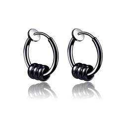 Aotiwe Earrings Men, Ohrringe Damen Boho Style mit Runden Anhängern Schwarz Edelstahl Jahrestag Geschenk von Aotiwe