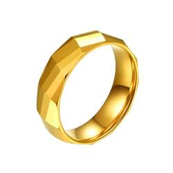Aotiwe Eheringe Gold, Ringe für Herren Rechteckig Poliert 6mm Ringe Herren Normal Wolfram Größe 49 (15.6) von Aotiwe
