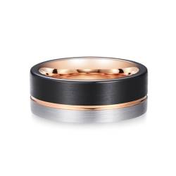 Aotiwe Eheringe Rosegold, Ring Männer Liebe Zweifarbige Matt Gebürstete 8mm Polierte Nut Wedding Rings Wolfram Größe 67 (21.3) von Aotiwe