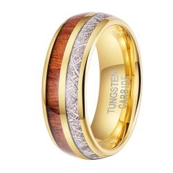 Aotiwe Eheringe in Gold, Ring Männer Verlobung Poliertes Metallfolienholz 8mm Zeigefinger Ring Wolfram Größe 62 (19.7) von Aotiwe