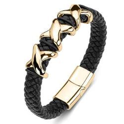 Aotiwe Herren Armbänder Leder, Herren Armband Schwarz Typ X Armbänder Männer 20cm Geschenk Opa Geburtstag von Aotiwe