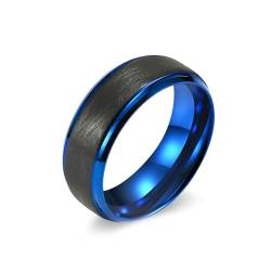 Aotiwe Memoire Ring, Eheringe für Herren Matt Gebürstet 8mm Blau Schwarz Herren Ringe Nordisch Wolfram Größe 70 (22.3) von Aotiwe