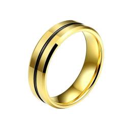 Aotiwe Pinky Ring Gold, Ringe Herren für Dünne Finger Polierte Schwarze Nut 6mm Ring Schlicht Wolfram Größe 62 (19.7) von Aotiwe