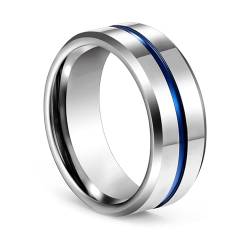 Aotiwe Promise Ring for Men, Eheringe Deko Hochzeit Polierte Blaue Nut 8mm Silber Cute Rings Wolfram Größe 62 (19.7) von Aotiwe