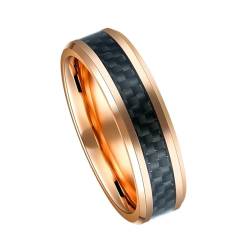 Aotiwe Ring Rosegold, Ringe für Herren Polierte Carbonfaser 6mm Eheringe Herren Wolfram Größe 49 (15.6) von Aotiwe