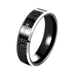 Aotiwe Ring Schwarz, Cute Rings Poliertes Kreuz 6mm Wedding Ring Wolfram Größe 70 (22.3) Geschenk Hochzeitstag von Aotiwe