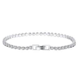 Aotiwe Silber Armband 925 Damen, Friendship Bracelet Kit Tenniskette Armkette Damen Klein mit Weiß Rundschliff Zirkonia 2.5mm 18cm von Aotiwe