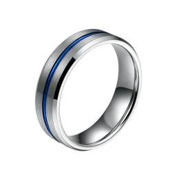 Aotiwe Silber Ringe Boho, Engagement Ring Set Matt Gebürstete 6mm Polierte Blaue Nut Promise Ring Men Wolfram Größe 52 (16.6) von Aotiwe