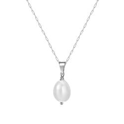 Aotiwe Silberkette Damen Collier, Freundschaftskette Cute Ovale Perlen Halskette für Freundin 925 Silber 45+5cm von Aotiwe