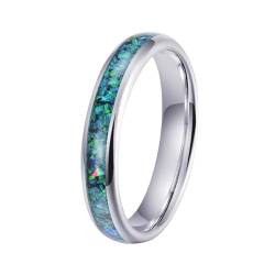 Aotiwe Vintage Ring, Eheringe für Herren Polierter Blauer Opal Silber Promise Ring Wolfram Größe 62 (19.7) von Aotiwe