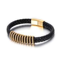 Aotiwe Zartes Armband, Goldenes Armband Seilgeflecht Bracelet Men Pu Leder 22cm Beste Freundin Geschenke von Aotiwe
