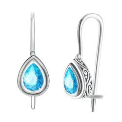 Böhmische Ohrringe, Lustige Ohrringe Tropfenanhänger Böhmische Ohrringe Silber Blau mit Blau Zirkonia 925 Silber von Aotiwe