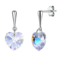 Earrings for Women, Ohrringe Damen Zirkonia Liebesherzen Damenohrringe Silber mit Gelb Zirkonia 925 Silber von Aotiwe