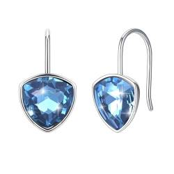 Ohrringe Blau, Ohrringe Damen Boho Style DreiecksForm G Ohrringe mit Kristall 925 Silber Hochzeitstag Geschenke für Frauen von Aotiwe