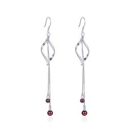 Ohrringe Hängend Cute, Statement Ohrringe Silber Rauten und Quasten Ohrringe Damen Boho Style mit Rot Zirkonia 925 Silber 83.7mm von Aotiwe