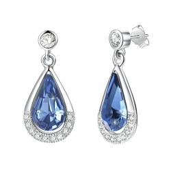 Ohrringe Herbst, P Ohrringe Wassertropfen Earrings Set Silber mit Blau Zirkonia 925 Silber von Aotiwe