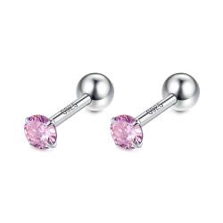 Ohrringe Pink, Ohrringe Damen Modeschmuck Geometrische Kreise Lustige Ohrringe mit Weiß Zirkonia 925 Silber von Aotiwe