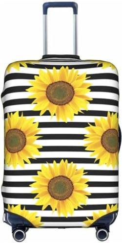 Aotmany Sommer-Sonnenblumen-Reisegepäck-Abdeckung, gestreift, passend für 45,7 - 81,3 cm Gepäck, elastischer Kofferüberzug, Schutz mit verdecktem Reißverschluss für Rollkoffer, TSA-geprüft, Siehe von Aotmany